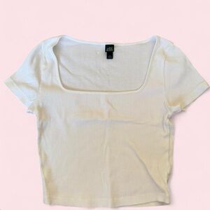 Wild Fable White Ribbed Crop Top